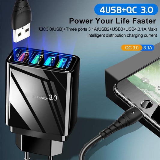 Illuminated USB Charger | 4-Port 3A Charging Adapter.