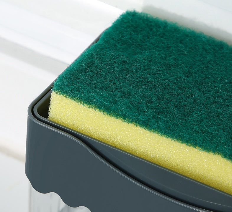 2-in-1 Soap Dispenser | Push-Type Sponge Caddy Box.