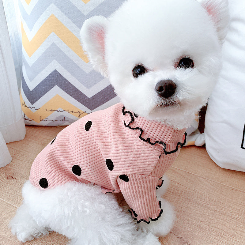 Dot Turtleneck Dog Shirt | Soft Bottoming Tee for Pets.