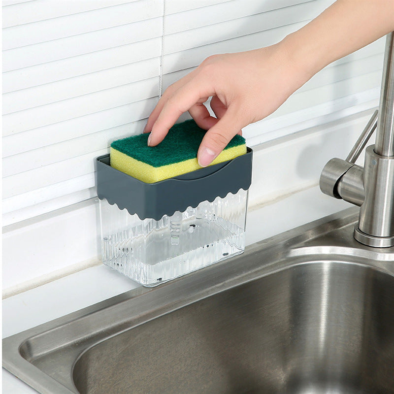 2-in-1 Soap Dispenser | Push-Type Sponge Caddy Box.