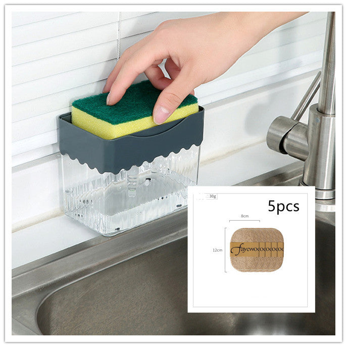 2-in-1 Soap Dispenser | Push-Type Sponge Caddy Box.
