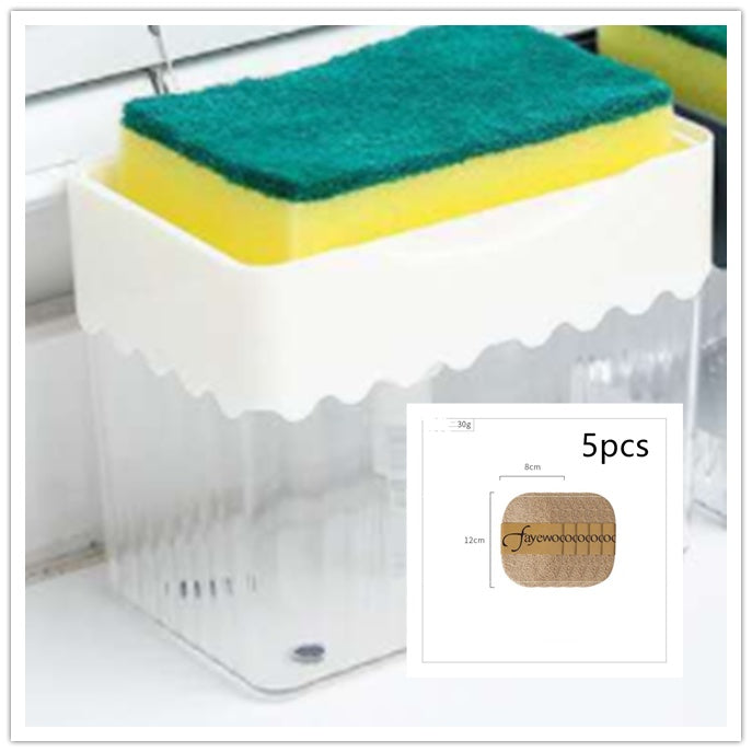 2-in-1 Soap Dispenser | Push-Type Sponge Caddy Box.