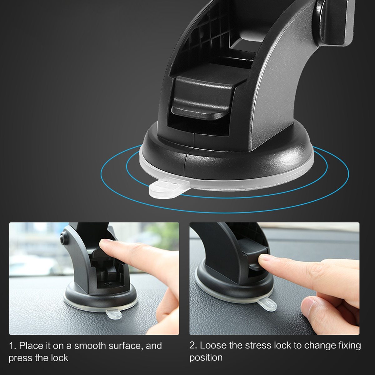 Telescopic Car Phone Holder | Dashboard Suction Mount.