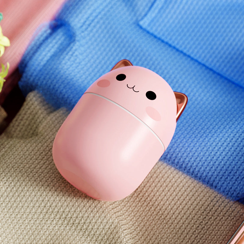 Cute Cat Air Humidifier | USB Silent Cool Mist | LED Aromatherapy for Home & Car