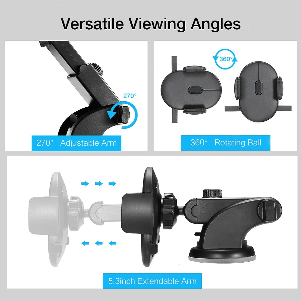 Telescopic Car Phone Holder | Dashboard Suction Mount.
