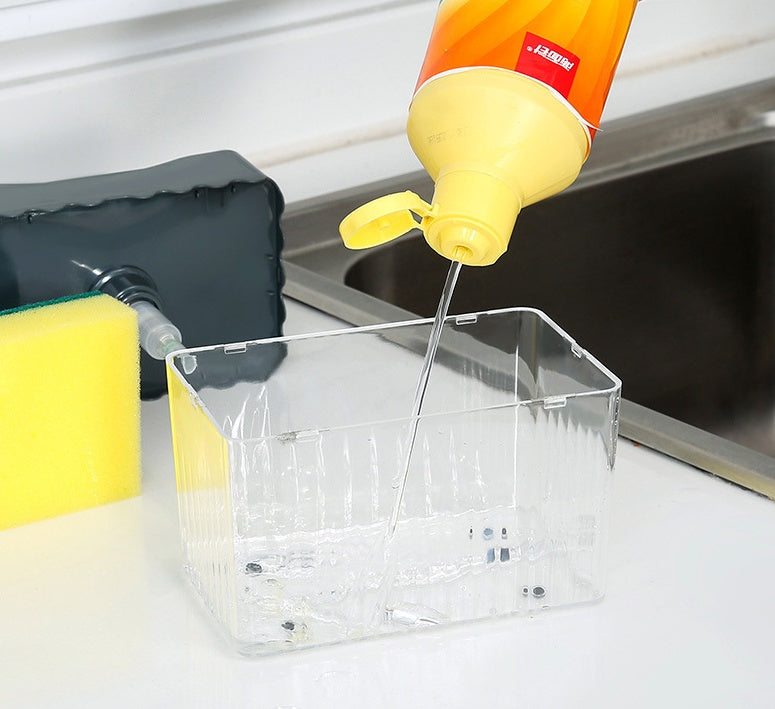 2-in-1 Soap Dispenser | Push-Type Sponge Caddy Box.
