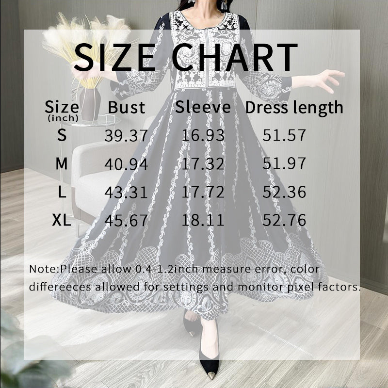 Women’s Floral Embroidered Dress | Ethnic 3/4 Sleeve Swing.