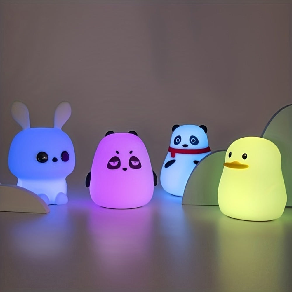 LED Rainbow Silicone Night Light | USB Pat Control Gift.