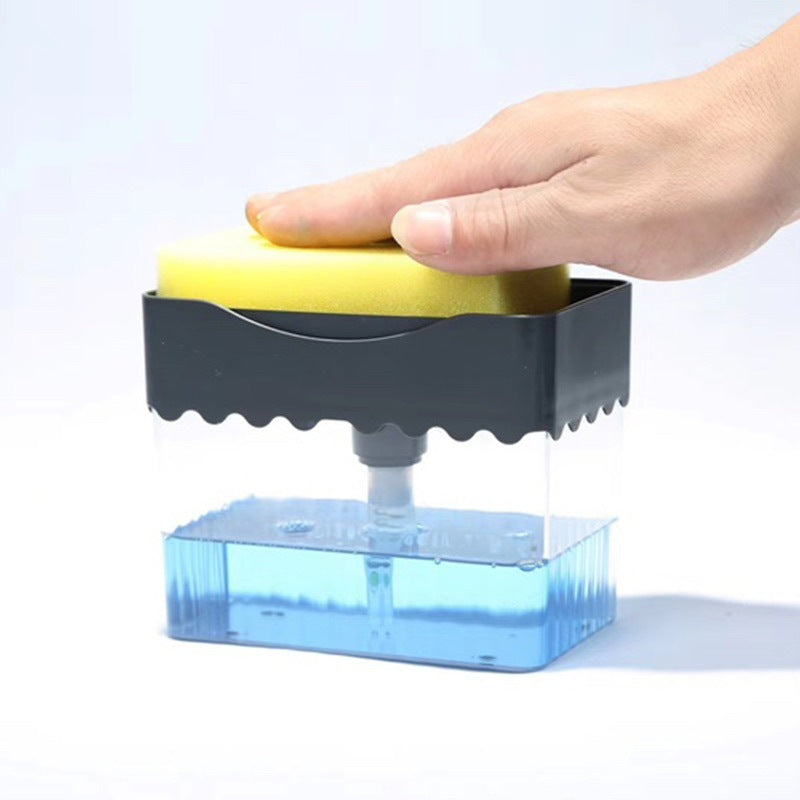 2-in-1 Soap Dispenser | Push-Type Sponge Caddy Box.