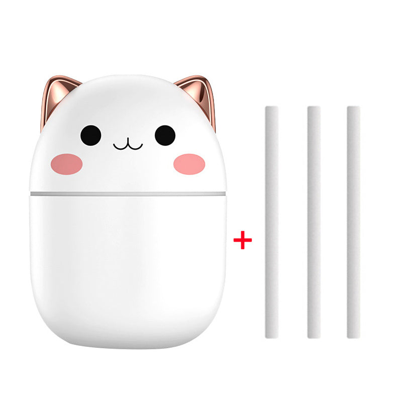 Cute Cat Air Humidifier | USB Silent Cool Mist | LED Aromatherapy for Home & Car