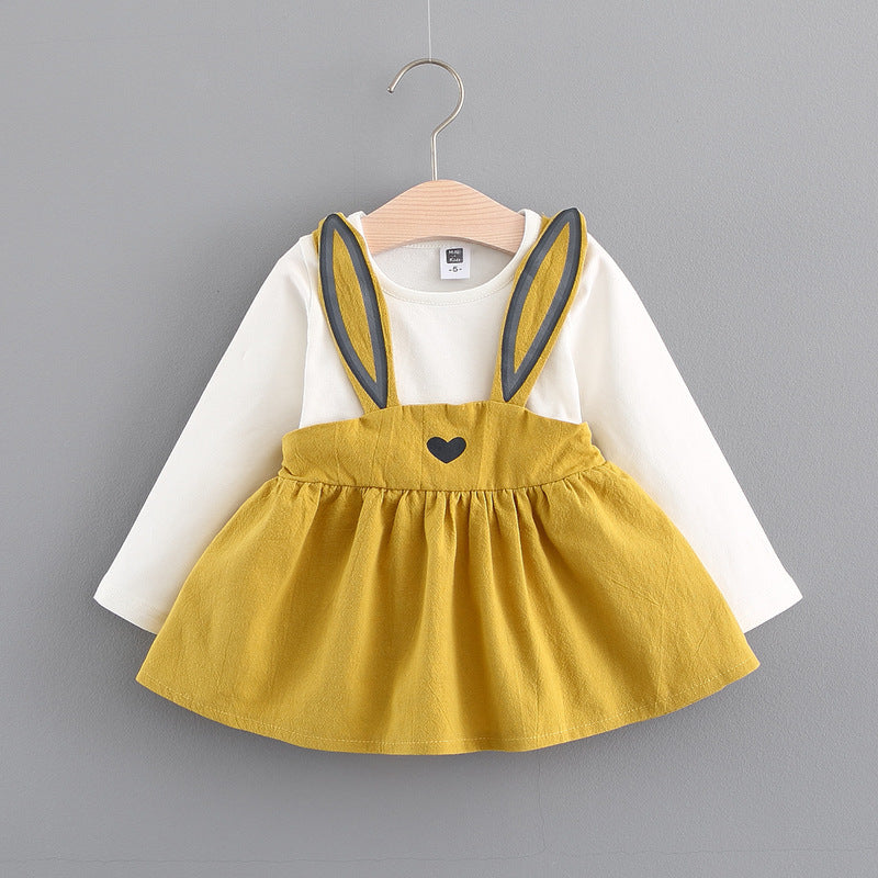 Girls' Rabbit Princess Dress | Korean Baby Girl Autumn Outfit.