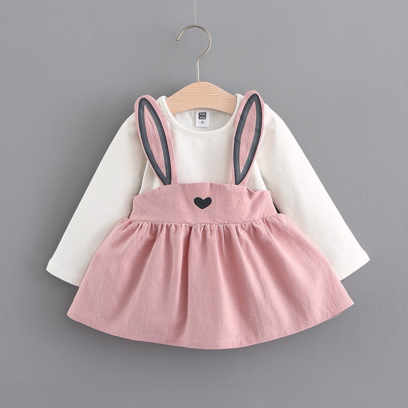 Girls' Rabbit Princess Dress | Korean Baby Girl Autumn Outfit.