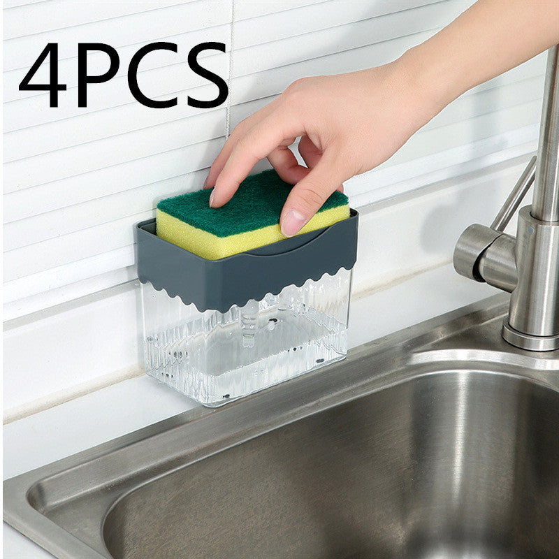 2-in-1 Soap Dispenser | Push-Type Sponge Caddy Box.