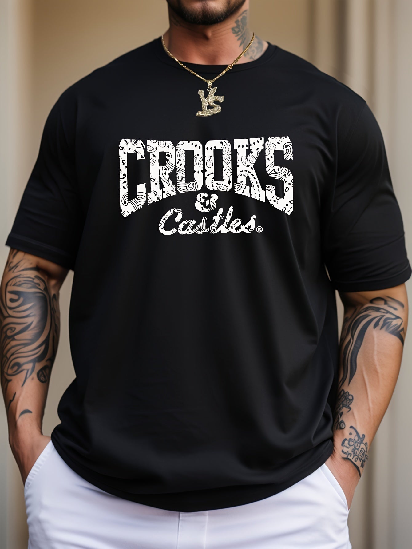Curved Graphic Men's T-Shirt | Summer Casual Short Sleeve | Comfortable & Stretchy.