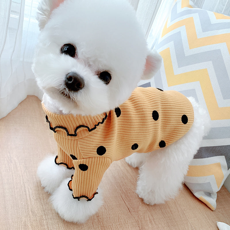 Dot Turtleneck Dog Shirt | Soft Bottoming Tee for Pets.