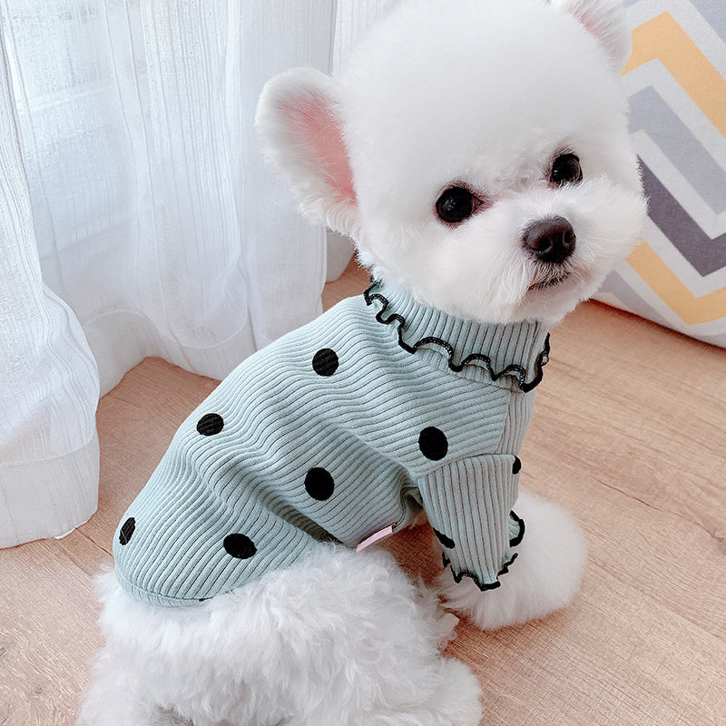 Dot Turtleneck Dog Shirt | Soft Bottoming Tee for Pets.