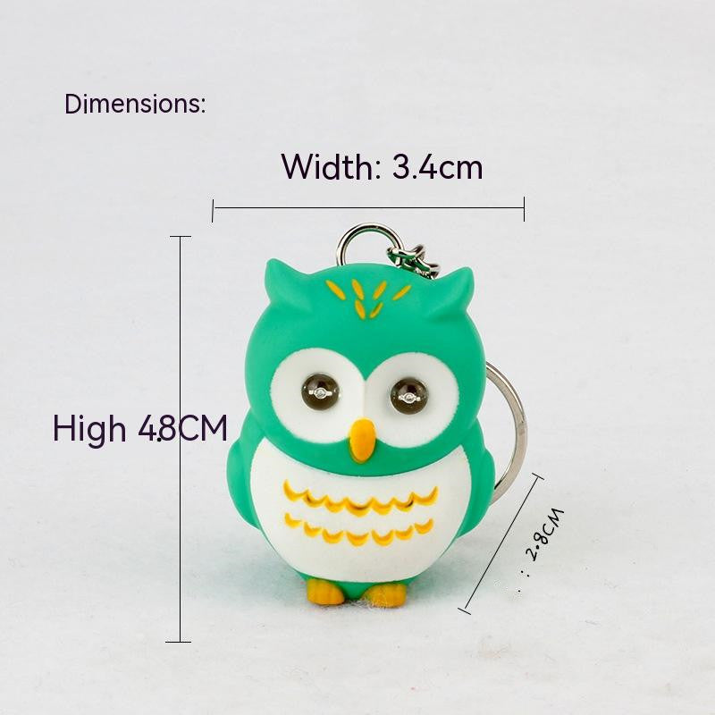 Cartoon Owl Car Pendant | Luminous Sound Keychain Decor.