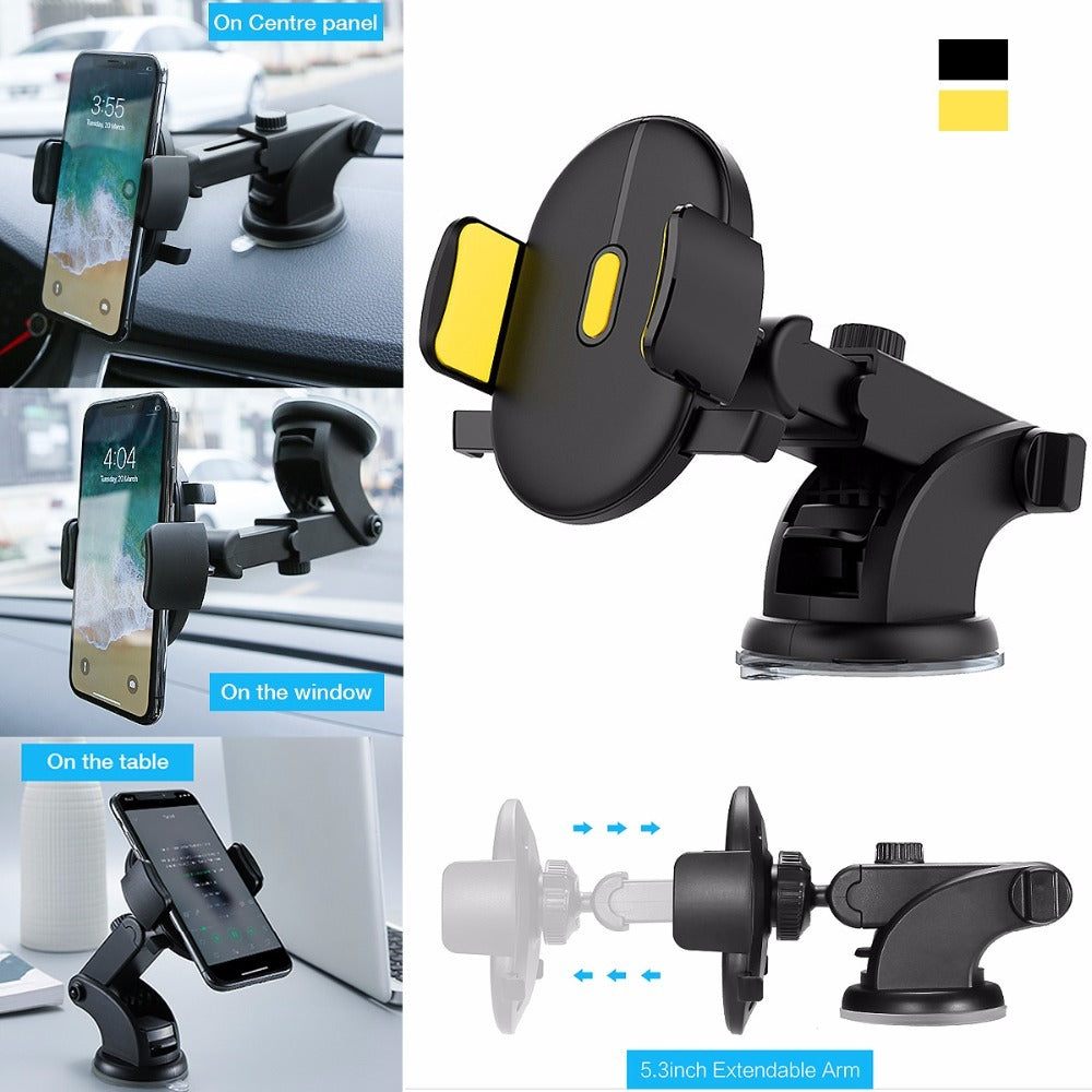 Telescopic Car Phone Holder | Dashboard Suction Mount.