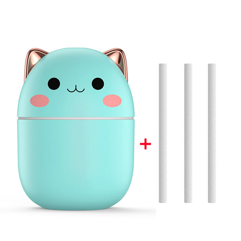 Cute Cat Air Humidifier | USB Silent Cool Mist | LED Aromatherapy for Home & Car