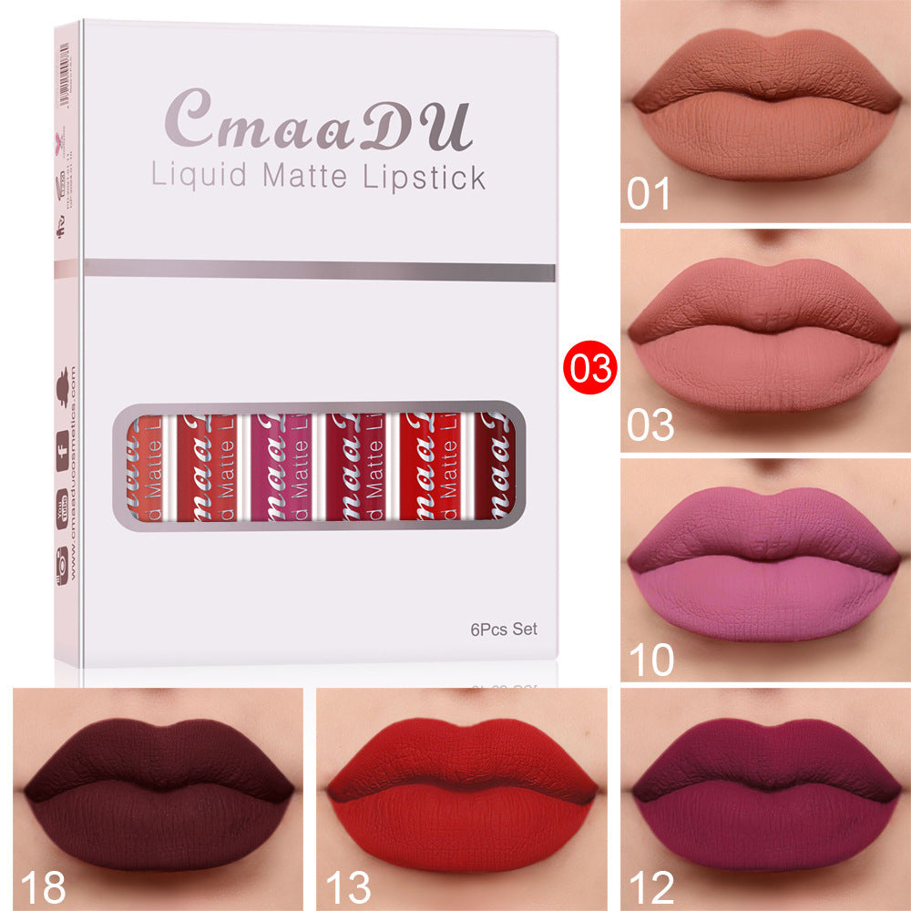 6-Box Matte Waterproof Lipstick Set | Long-Lasting Non-Stick Lip Gloss.