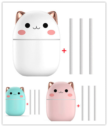 Cute Cat Air Humidifier | USB Silent Cool Mist | LED Aromatherapy for Home & Car