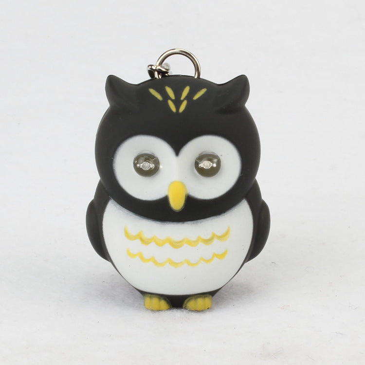 Cartoon Owl Car Pendant | Luminous Sound Keychain Decor.