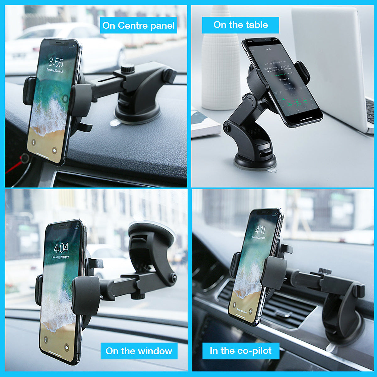 Telescopic Car Phone Holder | Dashboard Suction Mount.