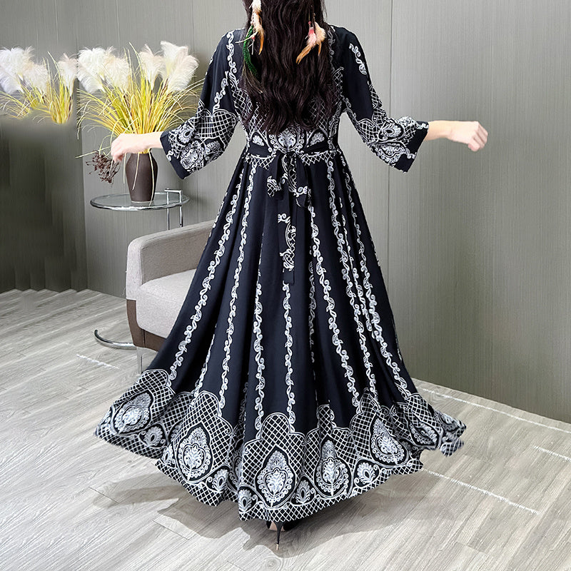 Women’s Floral Embroidered Dress | Ethnic 3/4 Sleeve Swing.