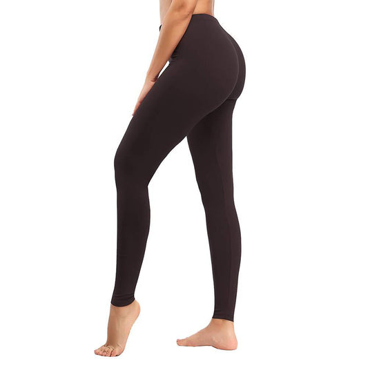 Leggings - Cropped Low-rise Solid Color Coffee.