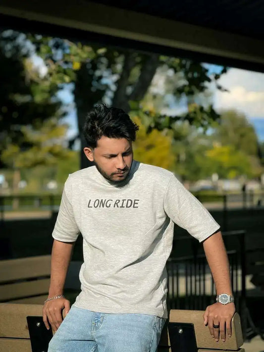 Gray Long Ride T-shirt I Casual Streetwear Tee I BongAttire Fashion