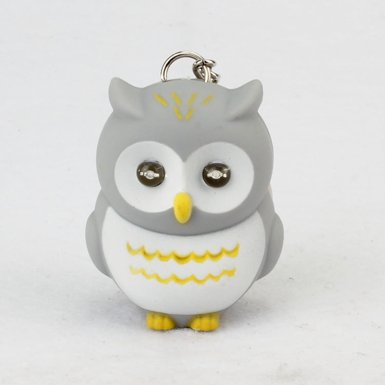 Cartoon Owl Car Pendant | Luminous Sound Keychain Decor.