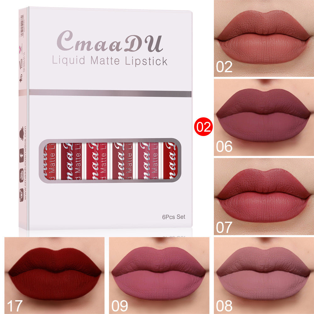 6-Box Matte Waterproof Lipstick Set | Long-Lasting Non-Stick Lip Gloss.