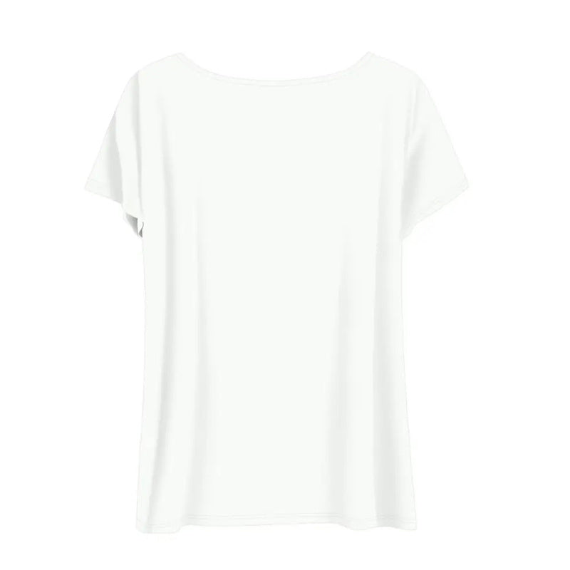 Women’s Round Neck T-Shirt | Short Sleeve Bow Print Top.
