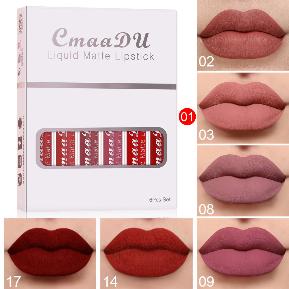 6-Box Matte Waterproof Lipstick Set | Long-Lasting Non-Stick Lip Gloss.