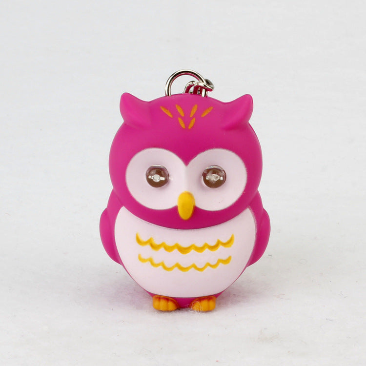 Cartoon Owl Car Pendant | Luminous Sound Keychain Decor.