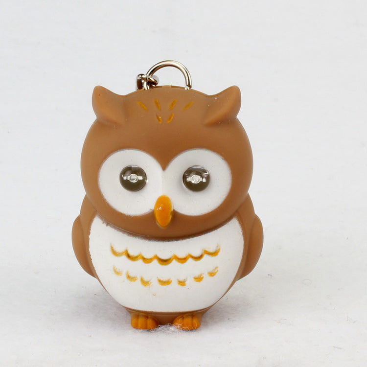 Cartoon Owl Car Pendant | Luminous Sound Keychain Decor.