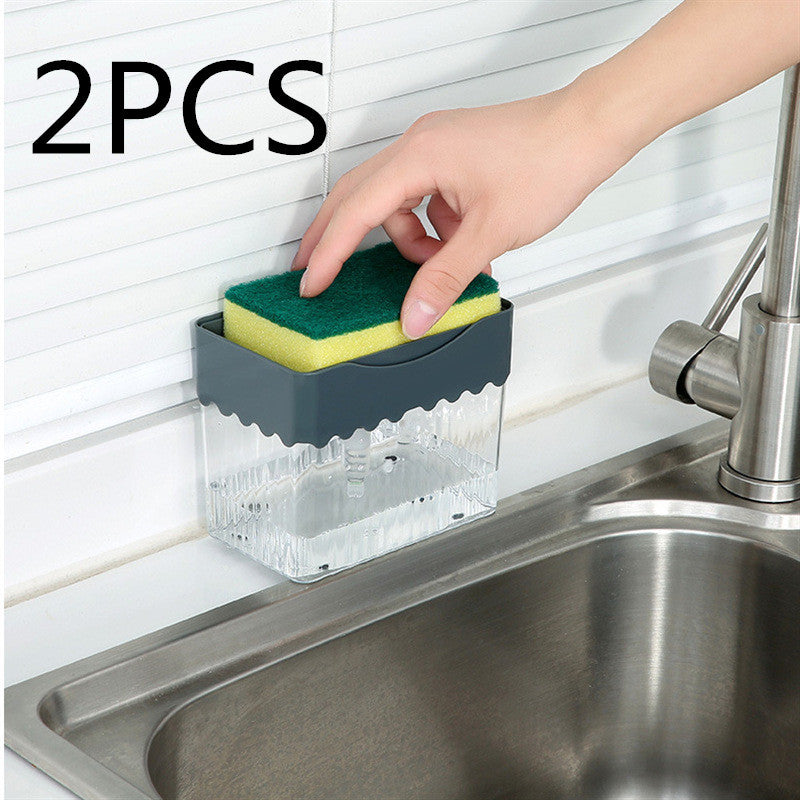 2-in-1 Soap Dispenser | Push-Type Sponge Caddy Box.